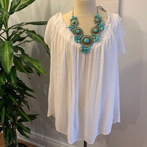 Old Navy X White Stretch Swiss Dot Top